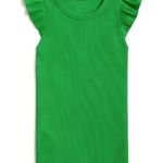 J.Crew  Ribbed Ruffle Tank Top Green Stretch Cotton Blend Colorful Medium NWT Photo 0