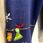 Onque Casuals Womens Cardigan Jacket Top Full Zip Blue Cotton Holiday Christmas Photo 4