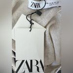 ZARA  Cream Striped V-Neck Wool Blend Sweater Lace Trim Coquette Preppy Coastal Photo 6