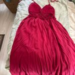Red Knit Halter Maxi Dress Photo 4