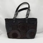 Coach Circle Patchwork Handbag Purse Black Brown Tote Shoulder Bag Retro Y2k Photo 3