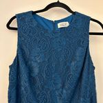 Eliza J . Teal Blue Ruched Lace Scalloped Stretch Cocktail Bodycon Dress NWT Photo 5