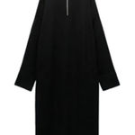 ZARA  Quarter Zip Maxi Sweater Dress with Ribbed Knit Trim in Black size Small Photo 0