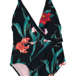 Nanette Lepore  Poppy One Piece Swimsuit Black Floral Halter Size 12 Photo 0