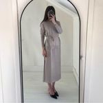 Theory  Midi Sweater Dress in Oatmeal Combo Twill Size P Retail $475 Photo 2