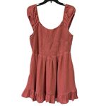American Eagle America Eagle Cotton Smocked Bodice Gauze Ruffle Hem Mini Dress Pink Coral XL Photo 8