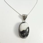 925 Sterling Silver White buffalo Turquoise Necklace Womens Gemstone Jewelry Black Photo 0