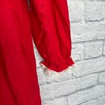 Vintage Jennifer Dale Red Fleece Nightgown Long Sleeve Size 11/M Union Made Lace Size M Photo 2