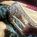 Ariat Tooled Leather Belt with Silver Buckle Large Brown Photo 1