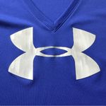 Under Armour Blue V-Neck Gray Camo Logo Active Athletic Short Sleeve Top Large Photo 5