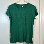 J Jill Green Navy Striped Linen Blend Short Sleeve Shirt Small EUC #7581 Blue Photo 1