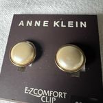 Macy's Anne Klein new clip on earrings gold tone white button earrings Photo 1