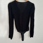 Abercrombie & Fitch Black Gauzy Crinkly Bodysuit Thong Long Sleeve Date Night XS Photo 5