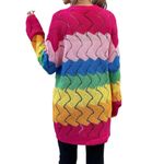Casual Rainbow Stripe V neck Long Sleeve Multicolor Women Cardigans (Women's) Size M Photo 5