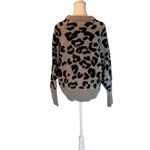 QED London Gray & Back Animal Print Long Sleeve Women’s Scoop Neck Knit Sweater Photo 3