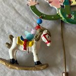 Rossy: Festive Christmas Holiday Elf & Rocking Horse Brooch Photo 3