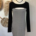 Guess W41K67K2T60 Striped Bodycon Cutout Dress Sz L Modern 90s Street Style Photo 1