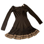 Alaia Black Long Sleeve Square Neck Pleated Skirt Dress Size S Photo 0