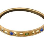 Two Multicolored Rhinestone Gold Stones Bangle Bracelets Photo 10