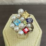 Ross Simons  Sterling Cluster Pearl and Gemstone Ring Photo 0