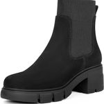 NWT Red Top Womens Black Leather Chelsea Boots lug sole ankle Chunky Size 8 NEW Photo 0