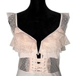 Venus Pink Ruffle Polka Dot Lace Top Size S Corset Feminine Romantic Balletcore Photo 3