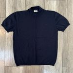 Canda Knit Top Mock Neck Short Sleeve Pullover Sweater Navy Blue L Size L Photo 1