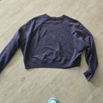 Nike Cropped Sweatshirt Purple Black Swoosh Logo Crewneck Sporty Large Photo 6