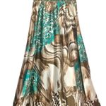 Animal Print Maxi Dress S Beaded Halter Brown Teal Flowy Mobwife Charmeuse Size 6 Photo 4