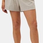 Amour Vert NEW Pleated Trouser Shorts Belted Neutral Cream Stripe Women's 0 Photo 1