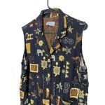 Vintage Stonebridge Safari Print Button Down Vest Sleeveless Top Animal Print XL Black Photo 1