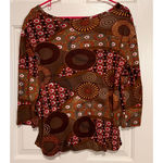 Passports  Woman Green Orange Pink‎ Yellow White Top Size 0X 23 1/2" Long x 24" Photo 1