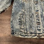 Paint the Town Large Rhinestone Jewel Fringe Acid Washed Denim Jacket Blue Photo 5