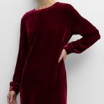 Eileen Fisher Dress Deep Cranberry Silk Blend Velvet Long-Sleeve Dress Sz XS NWT Photo 1