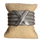 Vintage Silver Tone Cuff Bracelet Cable Design X Twist Statement Estate 6.5" Photo 3