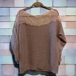 SheIn Pink Off-the-Shoulder Sweater with Lace Trim Photo 0