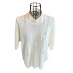 Vintage Chelsea Gardens Knit Embroidered Floral Summer Sweater Cream Size Large Photo 2