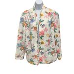Pykettes Floral Blazer Jacket Women's Open Front Lightweight Cropped White Size M Photo 2