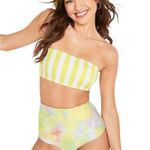 Old Navy NEW Multi Tie Dye Yellow Stripe Reversible Bandeau Bikini Small/Medium Photo 0