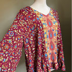 Haute Hippie Style 2X Boho Floral Ruffle Long Sleeve TunicTop whimsi fairy flowy Multiple Photo 0