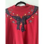 Alfred Dunner Vintage Red Pullover Christmas Sweatshirt Plaid Bow Floral Large Photo 2