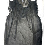 Bob Mackie  Womens Tank Top S Basic Black Wearable‎ Art Sheer V-Neck Pullover Photo 0