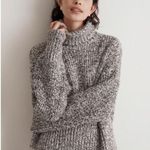 Madewell  Wide Rib Black White Marled Long Sleeve Turtleneck Sweater Top Size M Photo 0