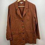 J.Jill  Love Linen Long Line Blazer Jacket Size Medium Brown Minimal Lagenlook Photo 0