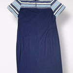 Vilagallo Vediana Blue Striped Jacquard‎ Mini Dress Size 8 Boho Embroidered Photo 0