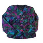 Vintage Quilted Jacket Skirt Set Abstract Print 80s 90s Colorful Retro Black Photo 6