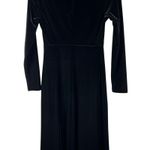 Maggy London Vtg Black Velvet Maxi Dress Small High Mock Neck Empire Waist Whimsigoth Holiday Photo 5