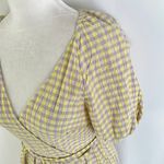 Topshop New  Seersucker Check Short Sleeve Midi Wrap Dress Lime Lilac Size 2 Photo 9