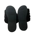 Nordstrom Abound open toe faux fur fuzzy slide slipper in black flat sole SZ 13 Photo 6