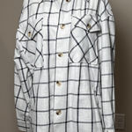 NEW Ashley Plaid Shacket Womens M Button Overshirt Cotton Blend White Black Size M Photo 0